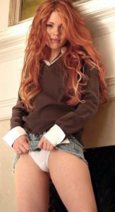 Hot Ginger Flashing Panties