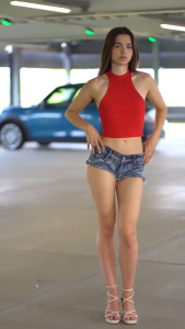 Long Leg Model In Short Shorts